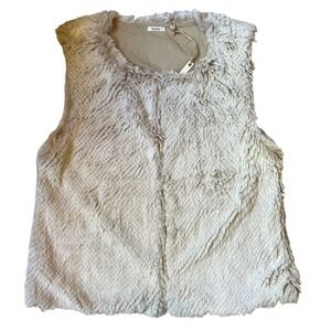 Dylan Women's Faux Fur Vest Sleeveless Jacket Beige XL Extra Large Fuzzy